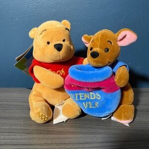 NWT  vintage Disney Store Pooh & Roo Plush Set ‎ Pooh Friendship Friends Forever